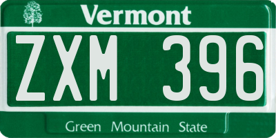 VT license plate ZXM396