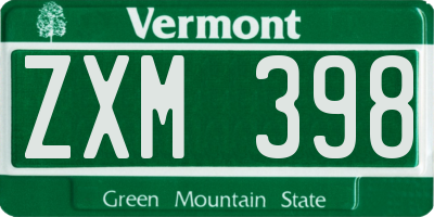 VT license plate ZXM398