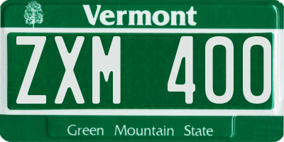VT license plate ZXM400