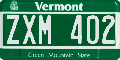 VT license plate ZXM402