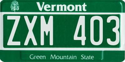 VT license plate ZXM403