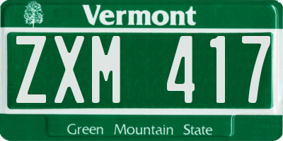 VT license plate ZXM417