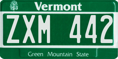 VT license plate ZXM442