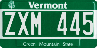 VT license plate ZXM445
