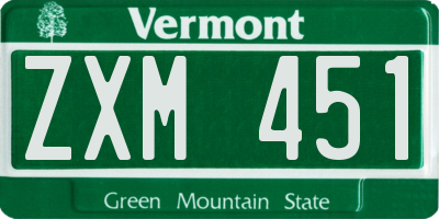 VT license plate ZXM451