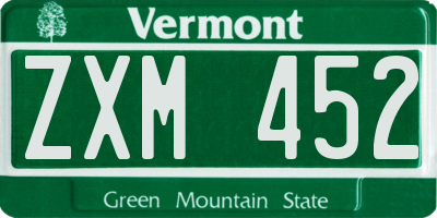 VT license plate ZXM452