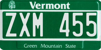 VT license plate ZXM455
