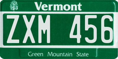 VT license plate ZXM456