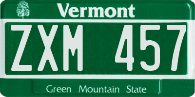 VT license plate ZXM457