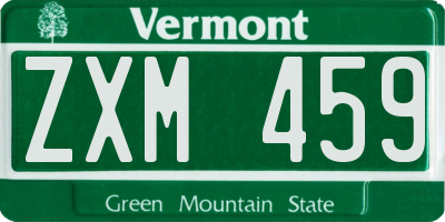 VT license plate ZXM459