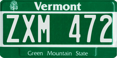 VT license plate ZXM472