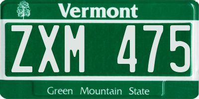 VT license plate ZXM475