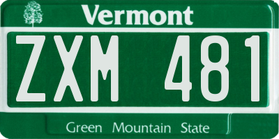 VT license plate ZXM481