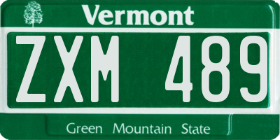 VT license plate ZXM489