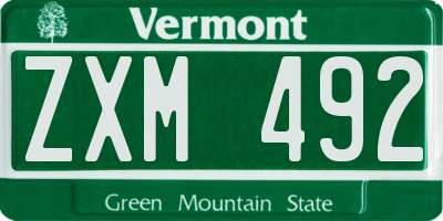 VT license plate ZXM492