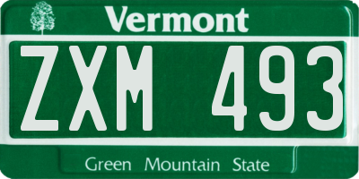 VT license plate ZXM493