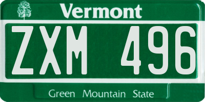 VT license plate ZXM496