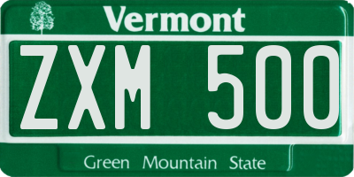 VT license plate ZXM500