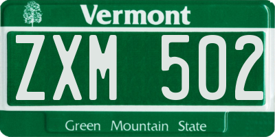 VT license plate ZXM502