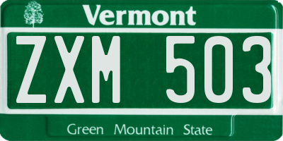 VT license plate ZXM503