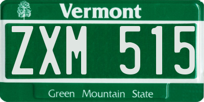 VT license plate ZXM515