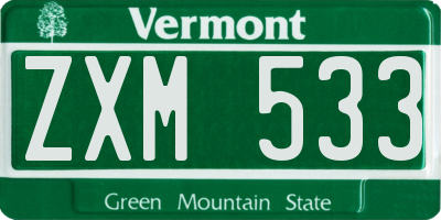 VT license plate ZXM533