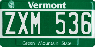 VT license plate ZXM536