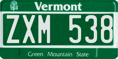 VT license plate ZXM538