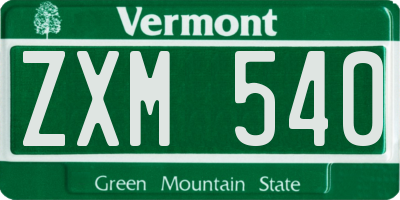 VT license plate ZXM540