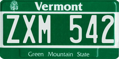 VT license plate ZXM542