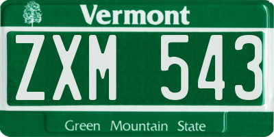 VT license plate ZXM543