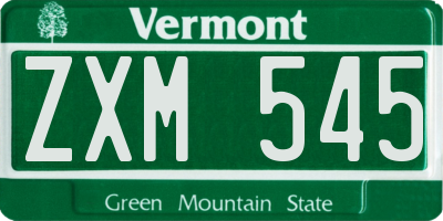 VT license plate ZXM545