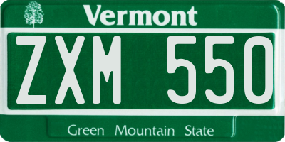 VT license plate ZXM550