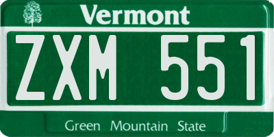 VT license plate ZXM551