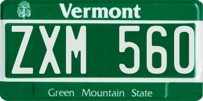 VT license plate ZXM560