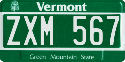 VT license plate ZXM567