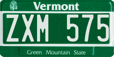 VT license plate ZXM575