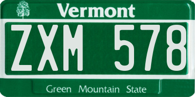 VT license plate ZXM578