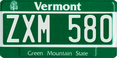 VT license plate ZXM580