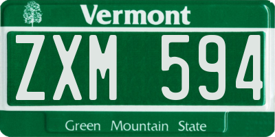 VT license plate ZXM594