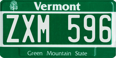 VT license plate ZXM596