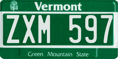 VT license plate ZXM597