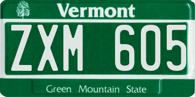 VT license plate ZXM605