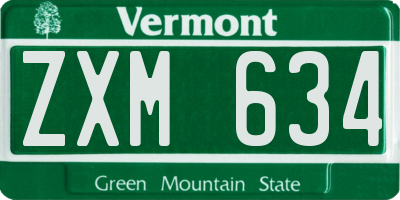 VT license plate ZXM634