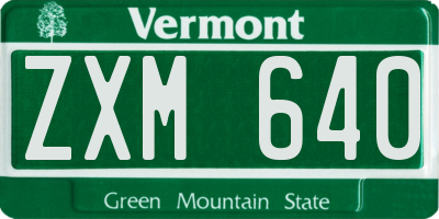 VT license plate ZXM640