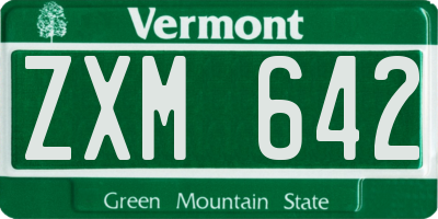 VT license plate ZXM642
