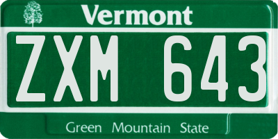 VT license plate ZXM643