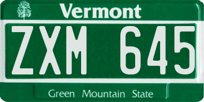 VT license plate ZXM645