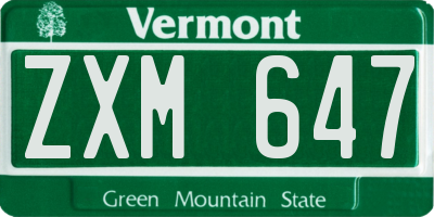 VT license plate ZXM647