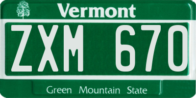 VT license plate ZXM670